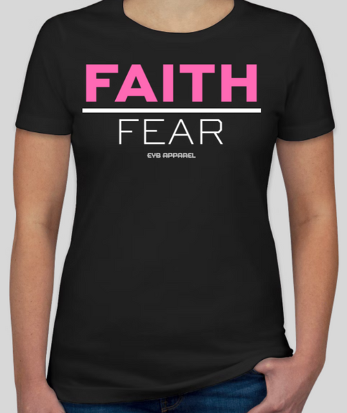 FAITH over Fear Women's Crew Tee - PINK